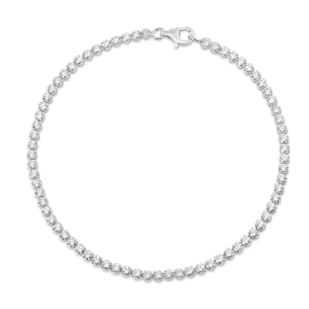 Sparkling Tennis Bracelet, Sterling Silver, Simulated Diamond CZ